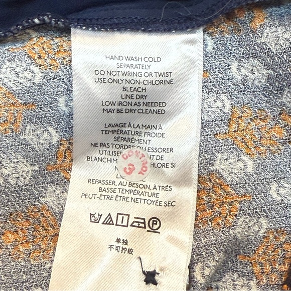 Anthropologie Smocked Balloon Leg Pant Navy Pink Paisley Women Boho Casual 14 - Picture 7 of 15